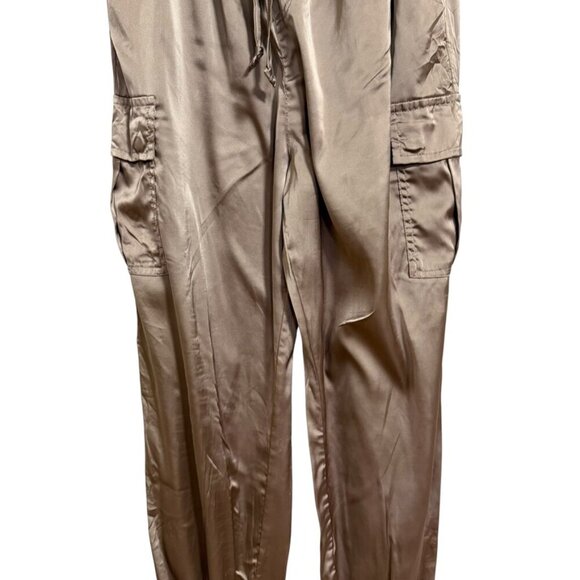 SHE + SKY Satin Jogger Pants SZ Small Metallic Shiny High‎ Rise - Picture 8 of 11